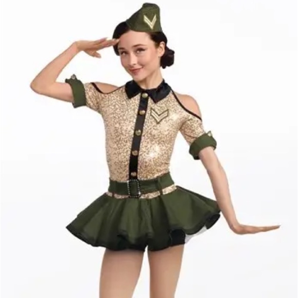 Weissman Sparkling Gold and Olive Dance Costume (Mighty Wings/10200)